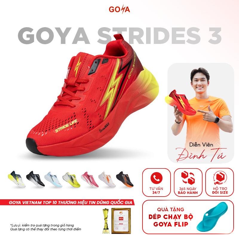 Giày Thể Thao Chạy Bộ Goya Strides 3 Năm 2025 - Công Nghệ X2 Strides Max Giúp Đệm Êm, Thoáng Khí, Bứt Phá Trên Mọi Khung Đường Hoàn Hảo Cho Nam Nữ Đi Bộ, Sneaker Tập Chạy Bộ, Tập Thể Dục