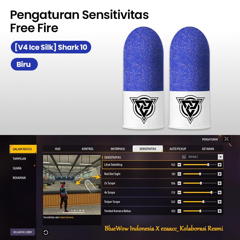 ‌BlueWow V4 Ice SilkFinger Sleeve/Pro Lengan Jari- Putih Sarung Jari Gaming Generasi Baru - Material Ice Silk/Shark Gaming-Material Nanofiber Premium | High Sensitivity & No Miss Touch | Anti-Sweat + Screen Safe untuk Garena/PUBG/MLBB