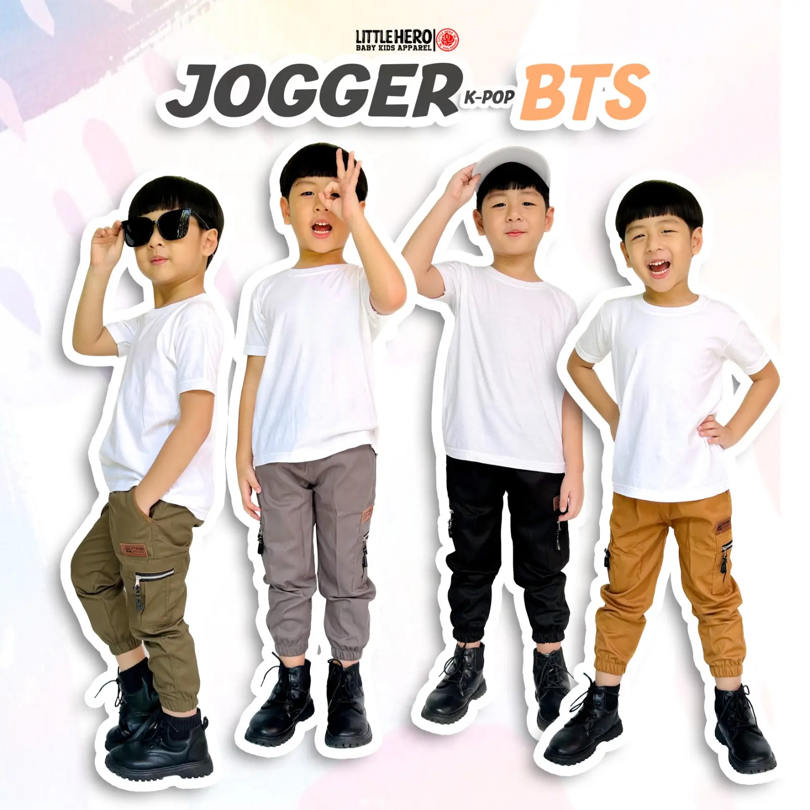Celana Anak Jogger Cargo k-Pop Little Hero Anak Laki-Laki Estimasi 2-9 Tahun