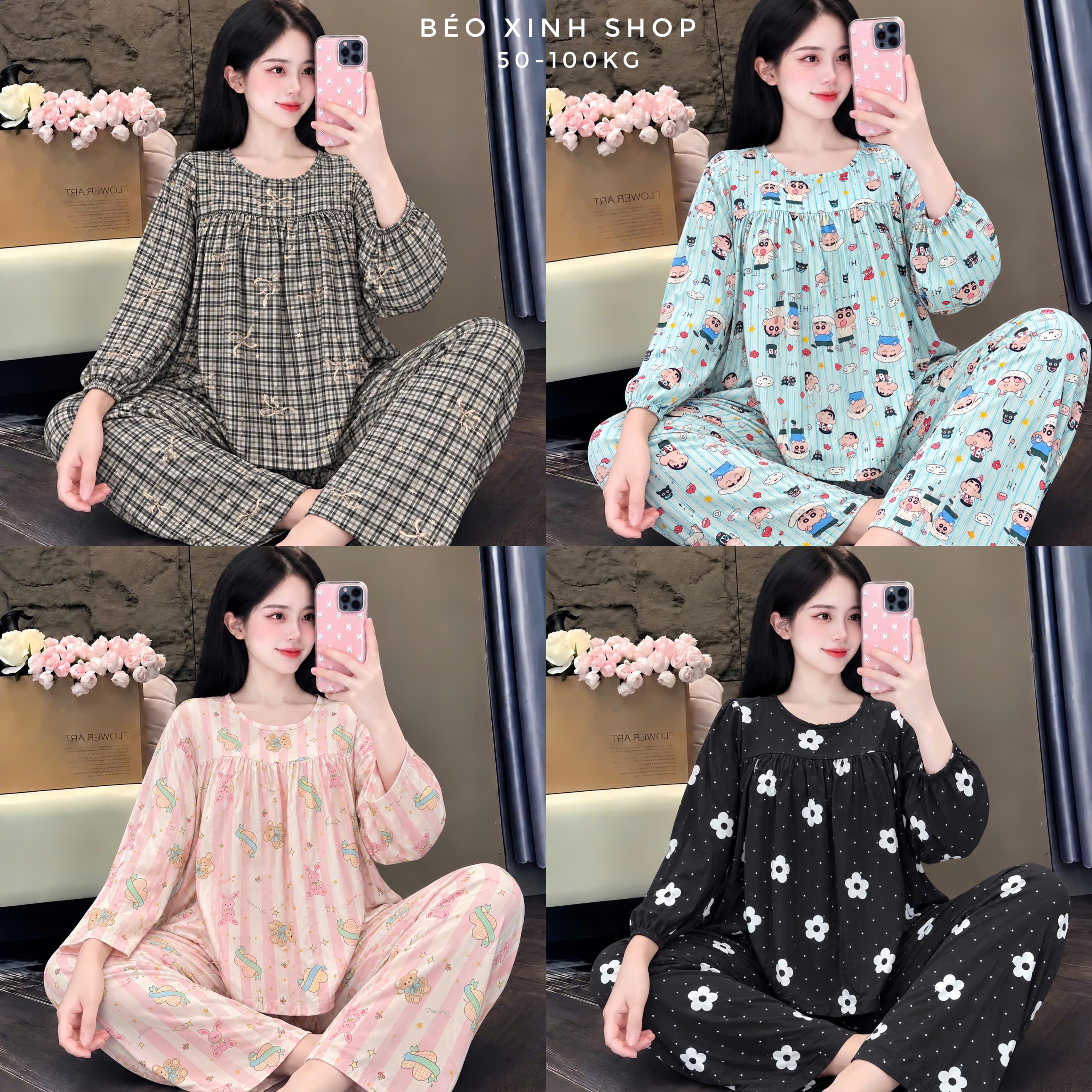 Đồ Bộ - Đồ Ngủ Tay Dài Phom Baby Doll Vải Tole L1 2 Da Có Bigsize 50-100Kg - A.5663
