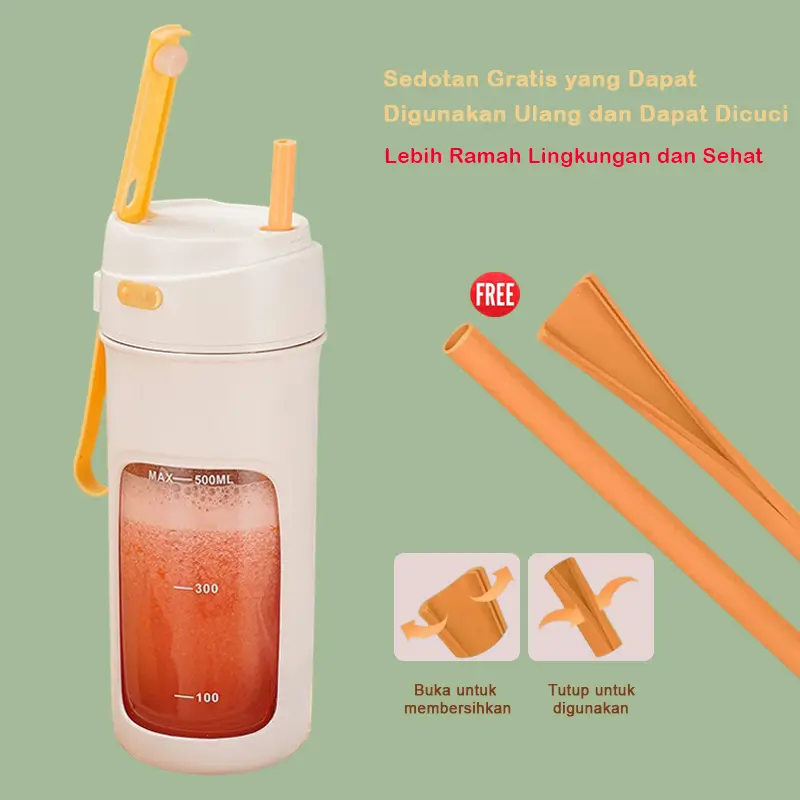Juice Blender Portable 10 Pisau USB Pembuat Jus Elektrik 3000mAh Rechargeable Blender Jus Buah Mini Mixer Juicer Ice Crusher 500ml 6