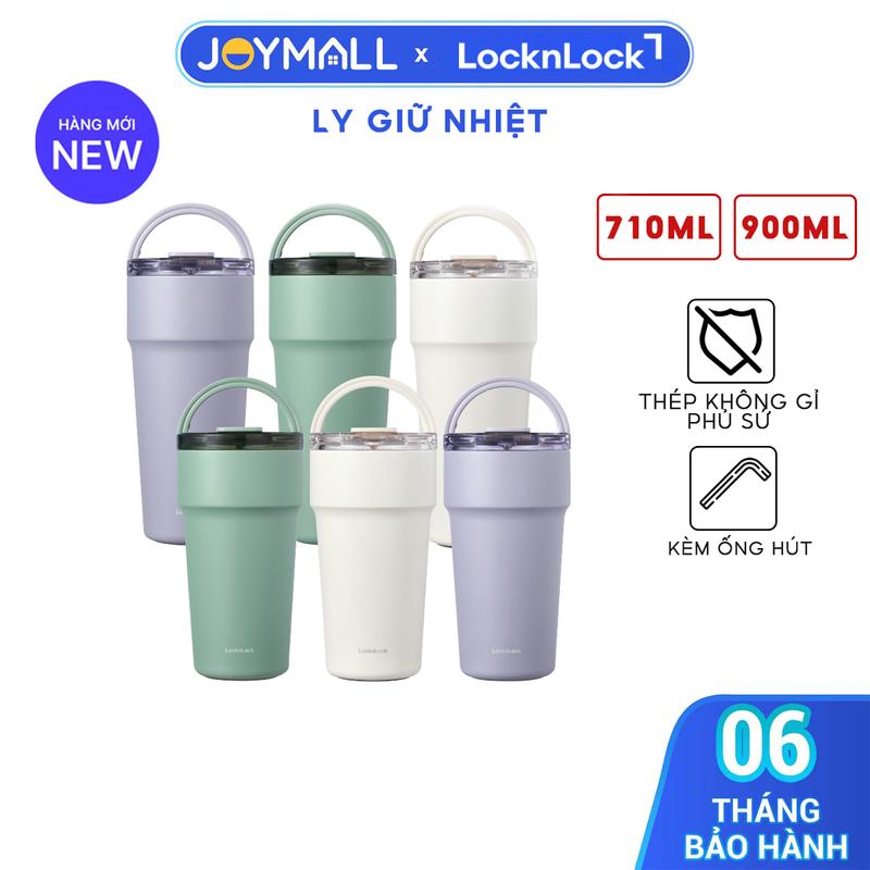 Ly Giữ Nhiệt Locknlock LHC4416 710ml LHC4419 900ml Thép Phủ Sứ Hàng Chính Hãng Kèm Ống Hút - JoyMall