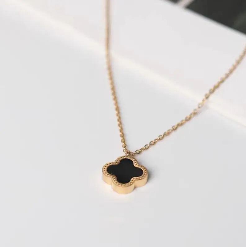 Kalung Clover Asli - Model Terbaru dengan Serial Number Perhiasan Kalung Harian Model Clover Bolak Balik Perhiasan Harian Anti Karat 2
