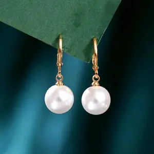 Perhiasan Fashion Wanita Anting Gantung Motif Mutiara Bulat Mewah Terbaru Earrings