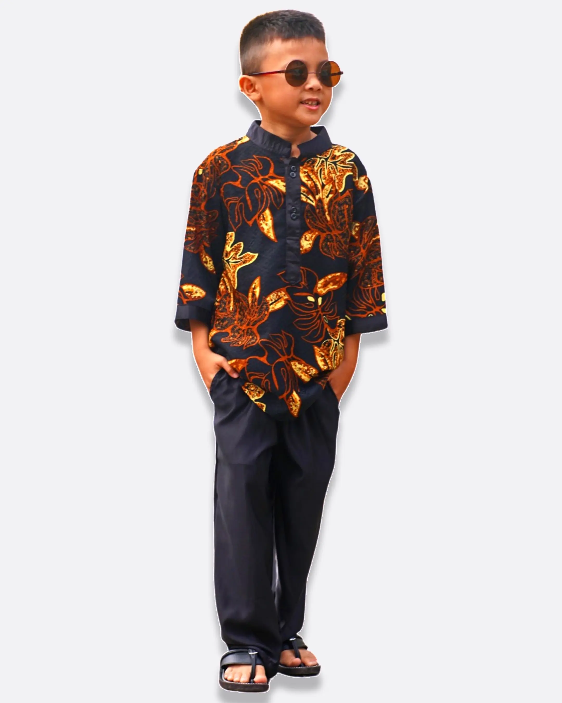 Satin Batik Kurta Boys for Hari Raya Lebaran (1 Set - Kurta & Pants)
