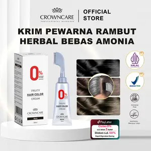 [PROMO SPESIAL] Halal-CrownCare Hair Coloring Cream Penghitam Rambut Uban | Sisir Pewarna CC |  Fruit-scented Krim Wangi Membantu menghitamkan uban | dengan Sisir Cat Dye No SLS Ammonia free