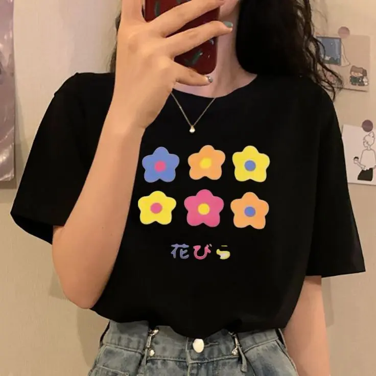 Kaos T-shirt wanita Motif DTF Print kaos distro basic cewek oblong cewek|flowerkorea Baju Atasan Pendek