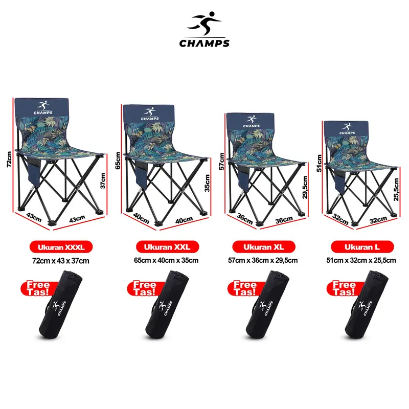 CHAMPS Kursi lipat Outdoor Portable CH-701L,CH-702XL,CH-703XXL - Camping 1