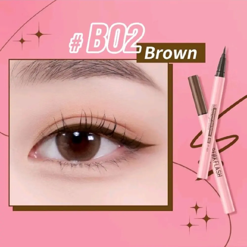 PINKFLASH Eyeliner Waterproof B02 Brown Original Tahan Air Bebas Salah Cepat Kering Anti Noda Anti Transfer Tahan Lama untuk Tampilan Mata Natural