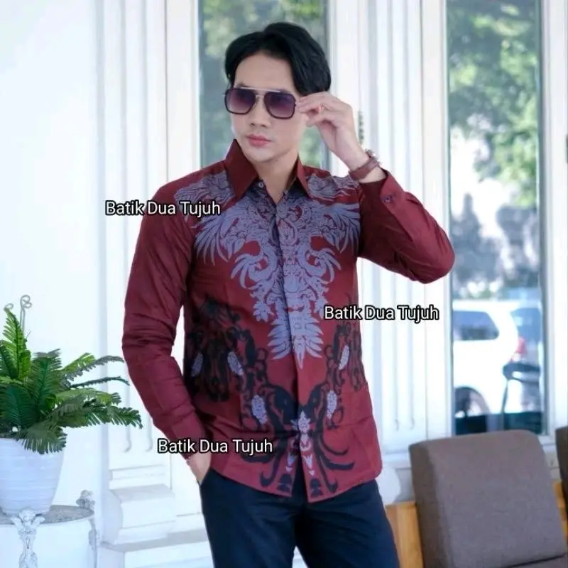 Kemeja Batik Pria Modern Lengan Panjang Premium Modern Reguler Fit Katun Polymikro Lembut - Batik Printing