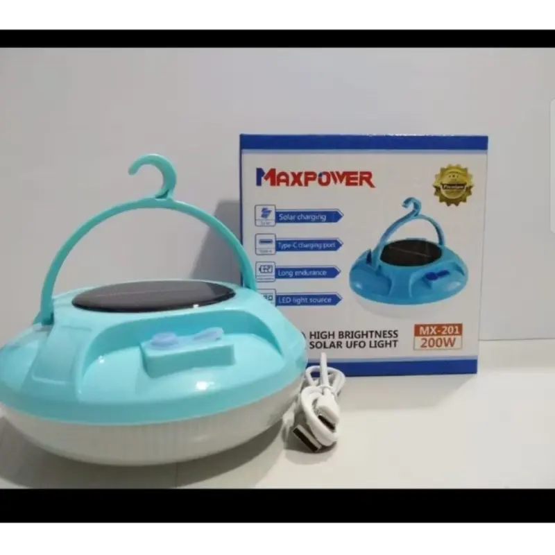 Lampu Emergency Gantung Camping UFO Solar Panel Camping Lampu Taman Lampu Belajar  Lampu Multifungsi Super Terang 8