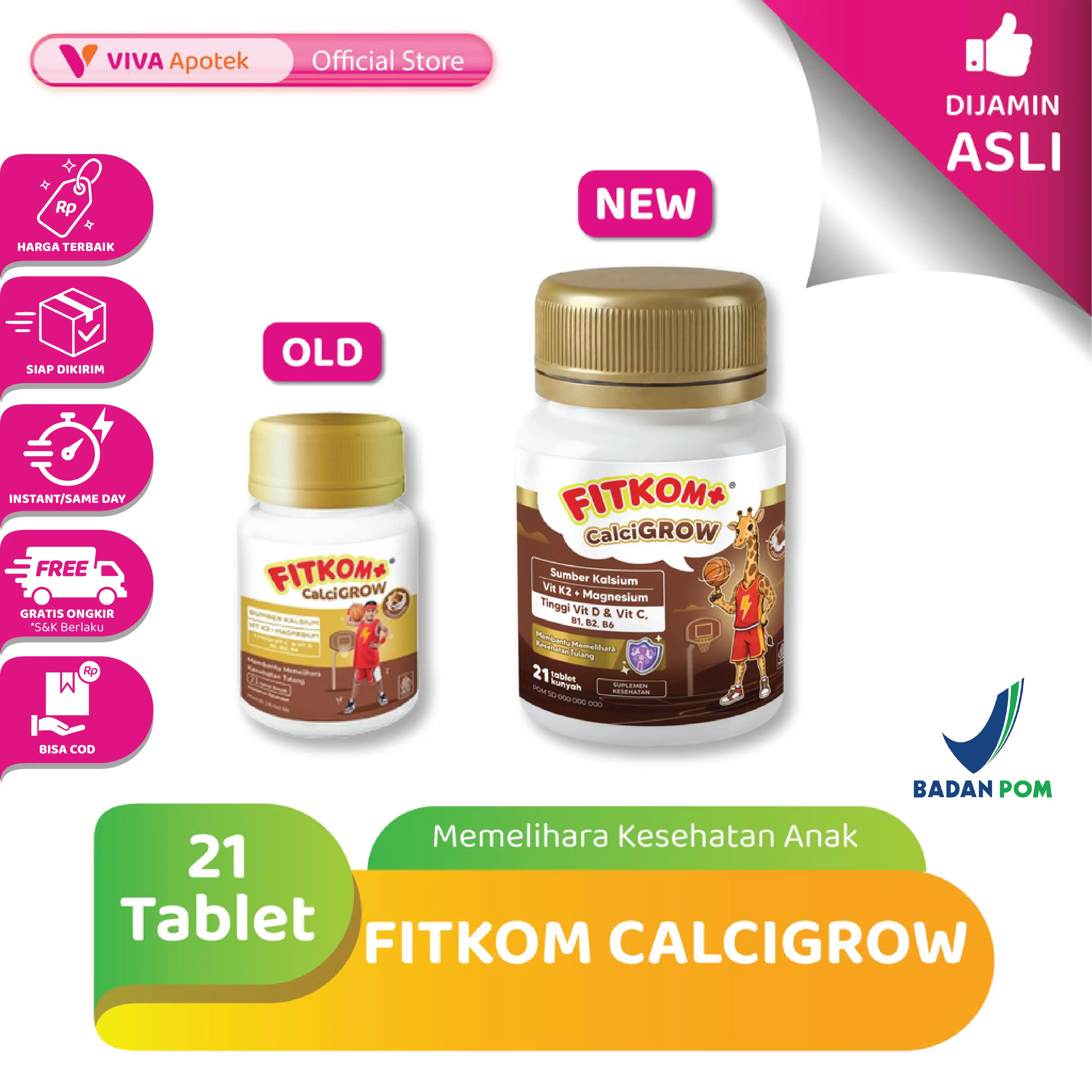 Fitkom Calcigrow untuk Memelihara Kesehatan Anak (21 Tablet)