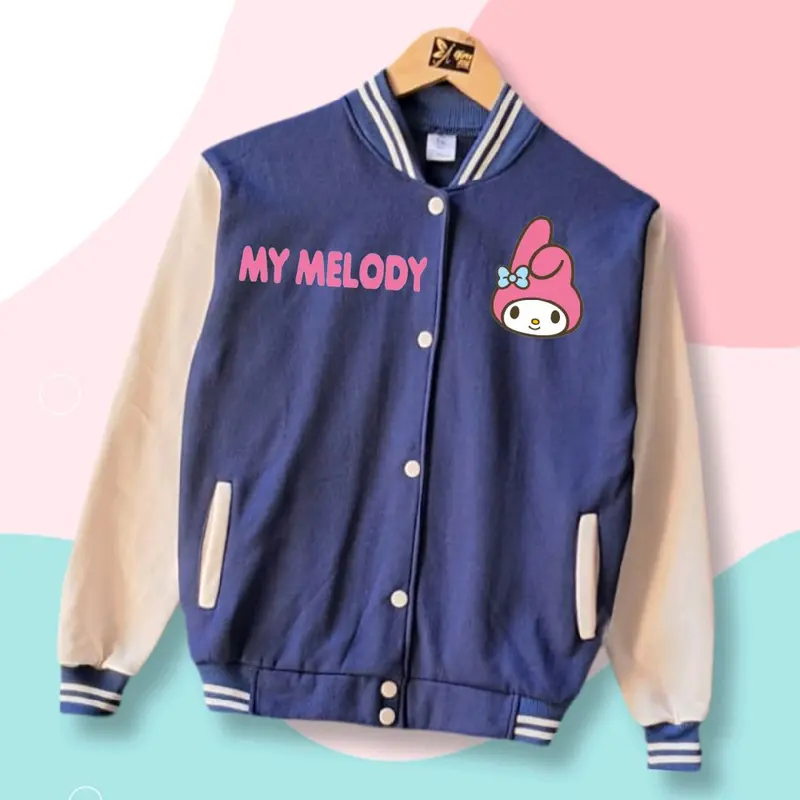 Jaket Varsity Anak Perempuan My Melody Pink Kece Usia 3 5 6 7 8 9 10 Tahun 1