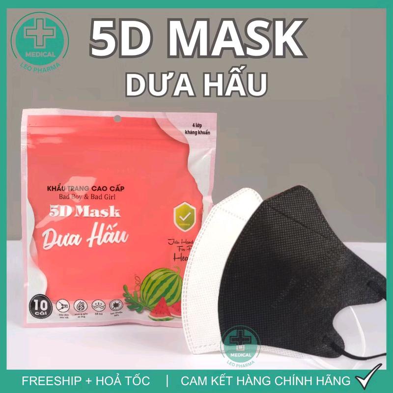 Combo 200 chiếc Khẩu Trang 5D DƯA HẤU 5D Mask 3 lớp kháng khuẩn kháng giọt bắn chống nắng chống tia UV