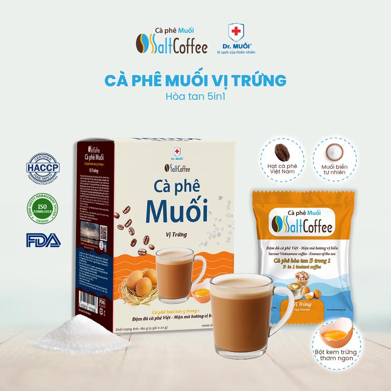  Cà Phê Muối Hòa Tan SaltCoffee Vị Trứng cafe 5in1 với bột kem trứng ngon thơm khó cưỡng - Dr Muối 
