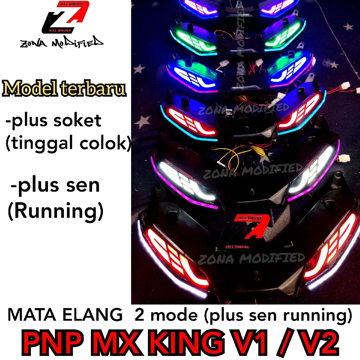 MATA GABAN / MATA ELANG MX KING 150 PLUS SEN RUNNING 2 MODE Lampu Motor