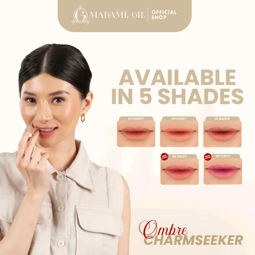 Madame Gie Charmseeker 2in1 Ombre - Make Up Lipstick Lip Matte Cream Soft Matte Finish (Gloss / Lipstik / Bibir / Waterproof / Liquid / Lipcream / Kosmetik)
