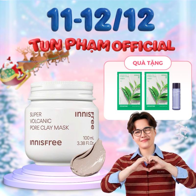   INNISFREE x TUN PHẠM  Siêu mặt nạ đất sét tro núi lửa giảm nhờn thu nhỏ lỗ chân lông INNISFREE Super Volcanic Pore Clay Mask 100mL 