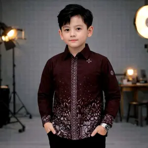 BAJU BATIK ANAK LAKI-LAKI LENGAN PANJANG USIA 3-10 TAHUN MOTIF TERBARU BAHAN PREMIUM KEMEJA BATIK ANAK COWOK WARNA BURGUNDY ELEGAN SIZE M L XL XXL
