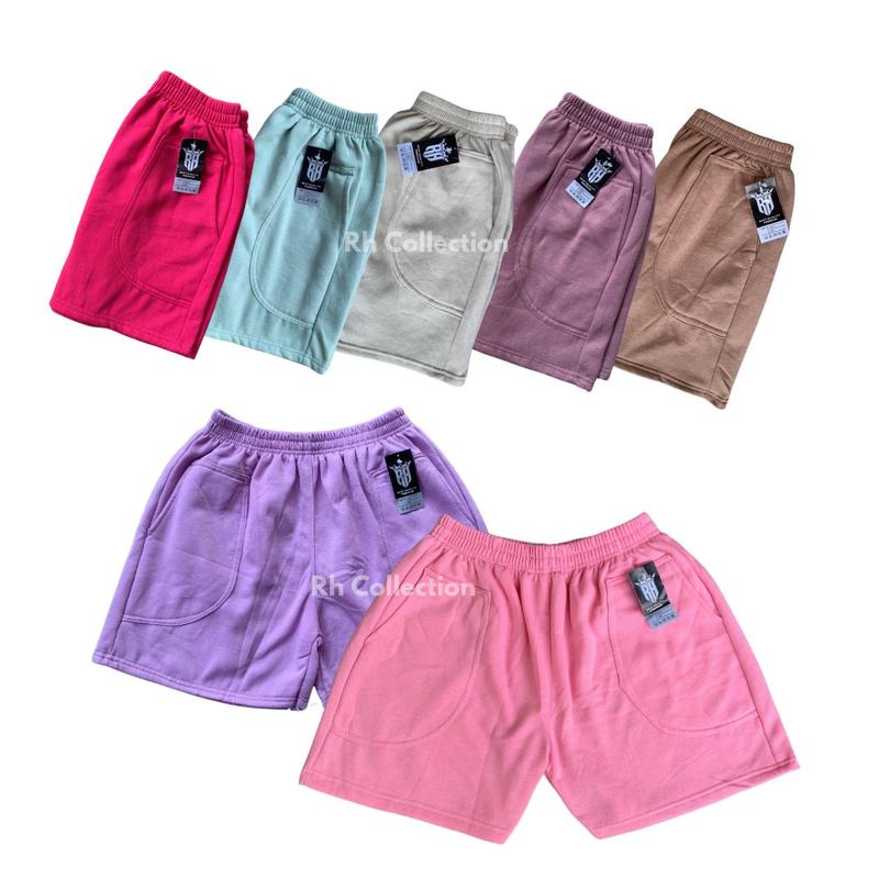 [DAPAT 2 PCS] Celana Pendek Wanita Santai Fleece Premium Tebal / Celana Olahraga Wanita saku Depan/ Celana Pendek Premium 1