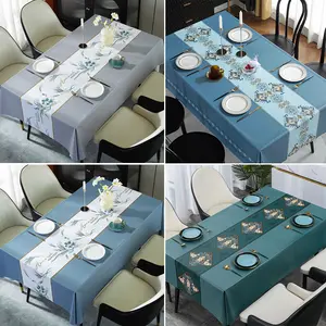 Taplak meja desain baru bergaya vintage dengan kesan mewah minimalis, anti noda, tahan air, berbentuk persegi panjang untuk meja makan dan meja tamu.