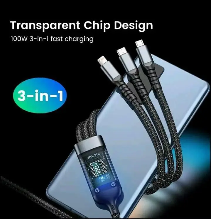 Kabel Data  Charging 4 IN 1 USB Type A, Type C, IOS Multiple Charging 27W + 67W Metal Data Cable 0