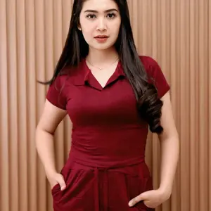 Nagika-One set kerah  setelan wanita kekinian  lengan pendek celana panjang Baju Dewasa Casual Rayon premium Atasan setelasn Remaja