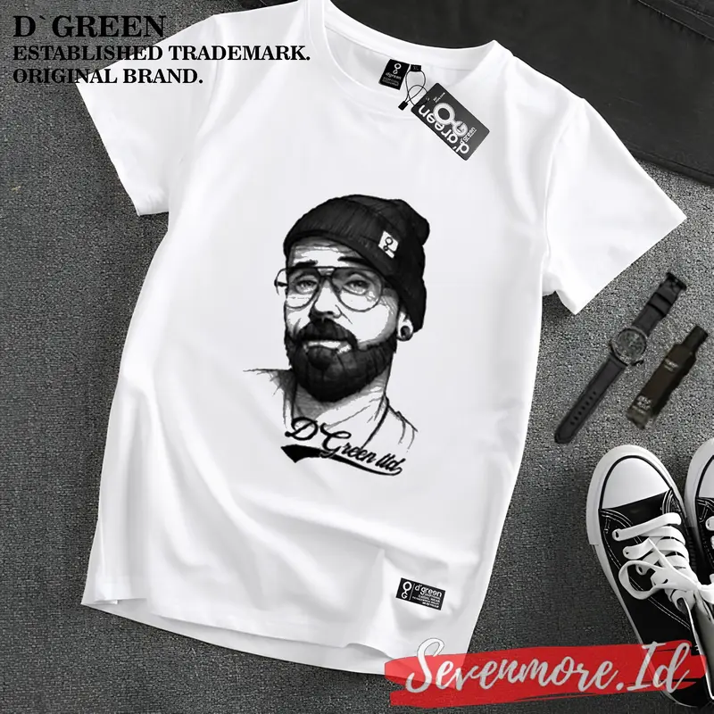 Baju Kaos Distro Pria Kasual keren terbaru D`GREEN Motif LIST LENGAN Kain Katun Combed 30s 7