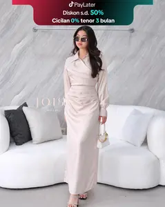 JOISE - Tara Pleated Long Dress / Dress Kerut Maxi Casual Polos Baju Wanita Twill
