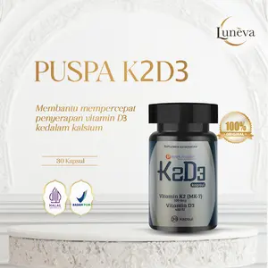 Puspa K2D3 | Vitamin K2 & D3 | Membantu menjaga kesehatan tulang & gigi | BPOM & HALAL | 30 kapsul