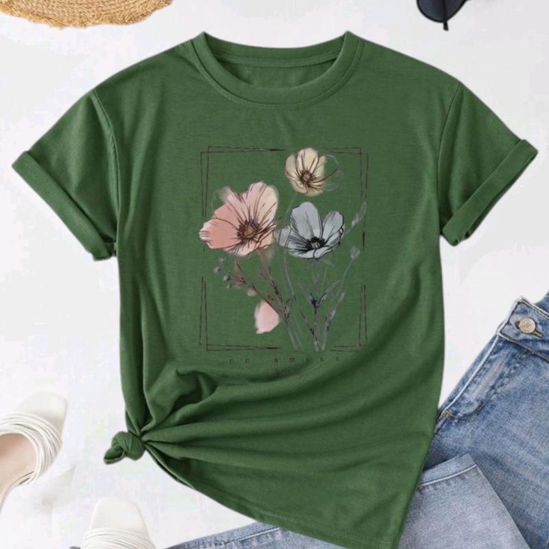 Kaos tshirt wanita motif printing DTF kaos distro basic cewek oblong|bunga simple 6