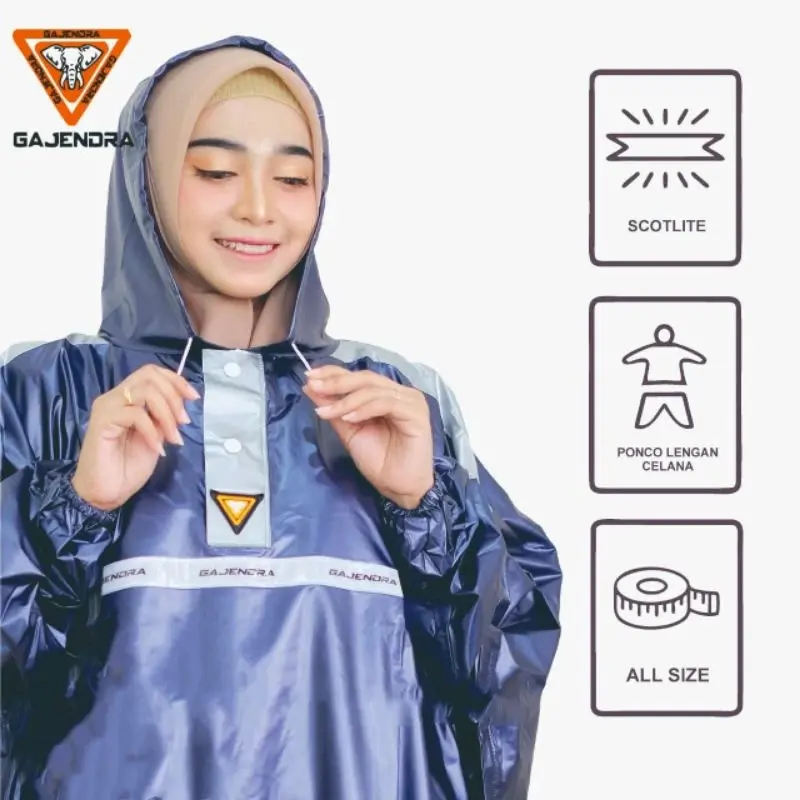 Jas Hujan Poncho Lengan Celana Gajendra Big Size | Jas Hujan Ponco Dewasa Pria Wanita PVC Tebal By Elephant Brand 1