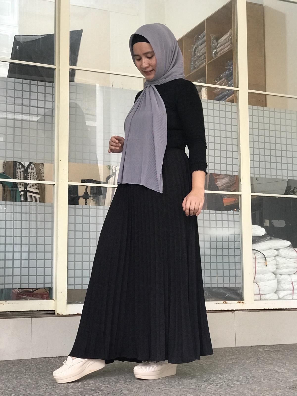 ROK PUTIH TULANG BAHAN SNOW RIB KHUSUS PANJANG 90cm bawahan wanita skirt Nyaman Tebal