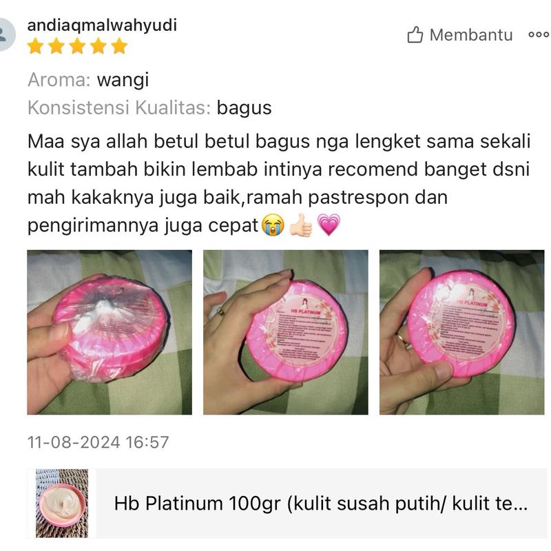 Handbody Platinum 100gr untuk kulit susah cerah, susah putih dan kulit tebal 2