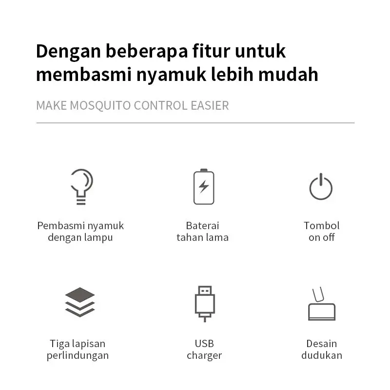 Raket Nyamuk LED USB/Raket Pembunuh Nyamuk/Raket Nyamuk 8