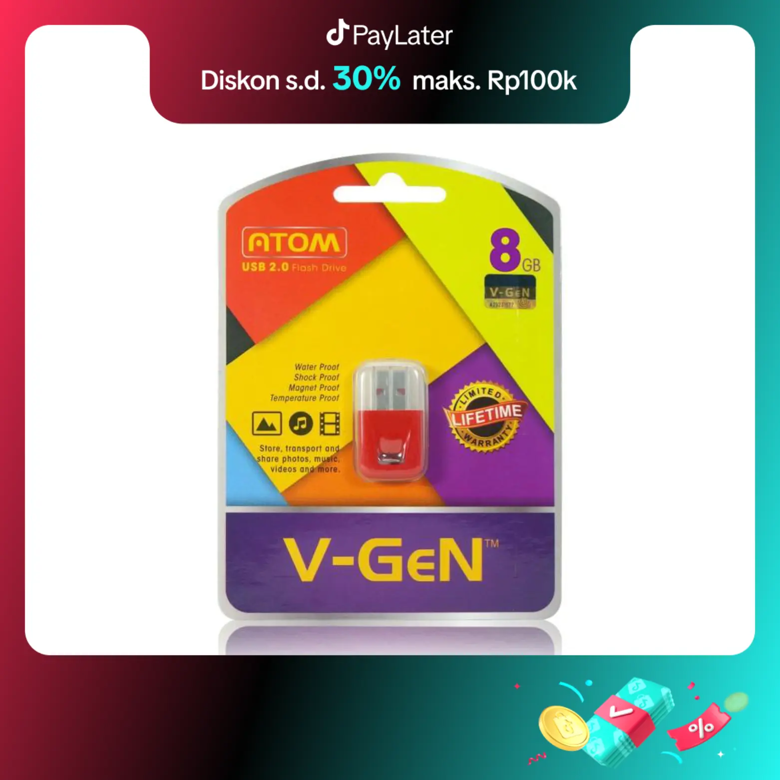 USB FLASHDISK V-GEN 8gb 16gb 32gb 64gb - USB2.0 VGEN ATOM