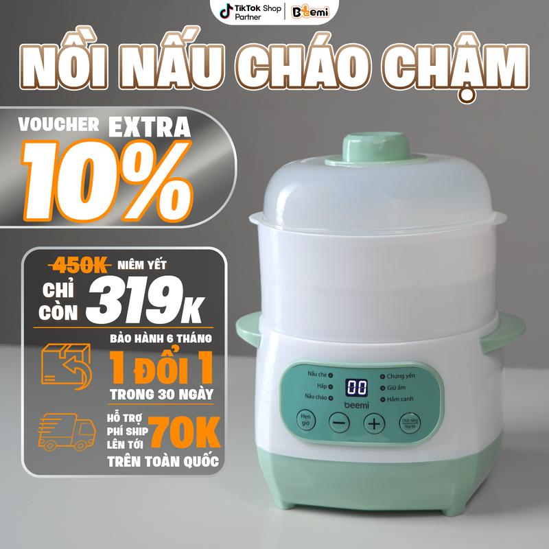 [LIVE] Nồi nấu chậm Beemi dung tích 1L, Nồi Điện đa chức năng, nấu cháo, nấu chè, kho thịt, hầm canh, chưng yến, kèm thố sứ tráng men, an toàn, tiện lợi