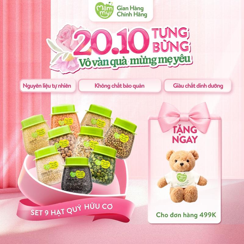 Hạt Quý Hữu Cơ MĂMMY: Đậu Lăng Đỏ, Đậu Gà, Quinoa, Yến Mạch Sữa, Hạt Chia, Hạt Kê, Diêm Mạch, Kiều Mạch... Nhiều Dưỡng Chất, Bổ Sung Vitamin, Tăng Cường Đề Kháng Cho Bé Từ 6 Tháng - HQU