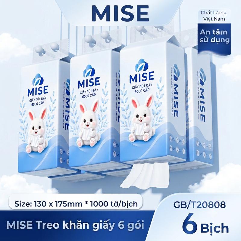 Khăn Giấy Rút Đáy MISE, 5 Lớp Mềm Mịn, 1000 Tờ, Giấy Làm Từ Bột Gỗ Tự Nhiên An…