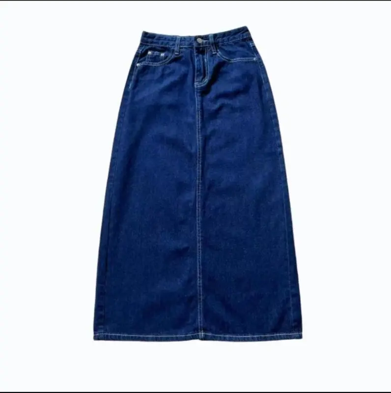 Rok Jeans Highwaist A-Line Panjang 7/8 Basic Skirt Jeans 780 - Rok Jeans Wanita Korean Style Terbaru - Medium Blue 5