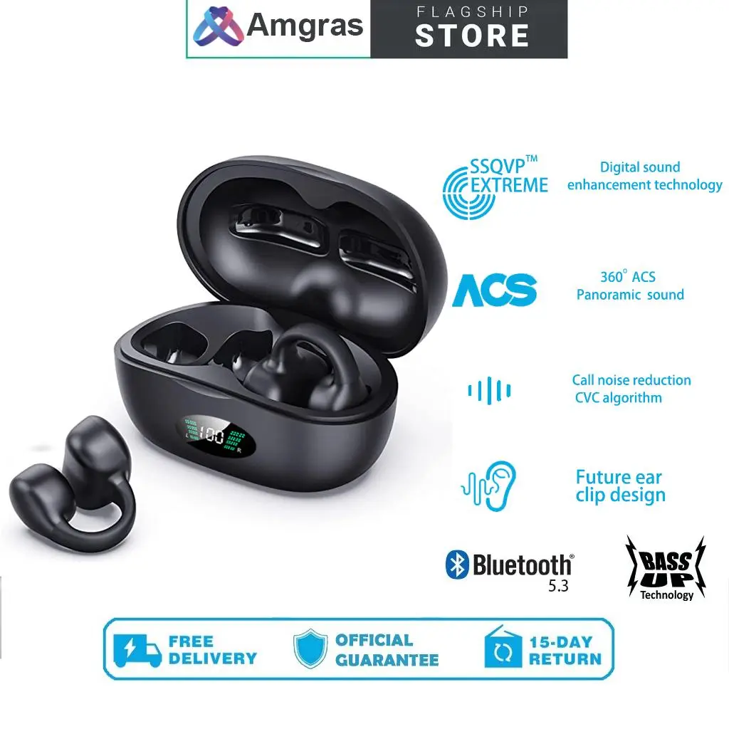 Amgras Spacebuds Ⅲ Pro Bone Conduction Earphone Bluetooth Open-Ear Environment Noise Cancelling Waterproof Built-in 4 Mic 360°ACS Technology