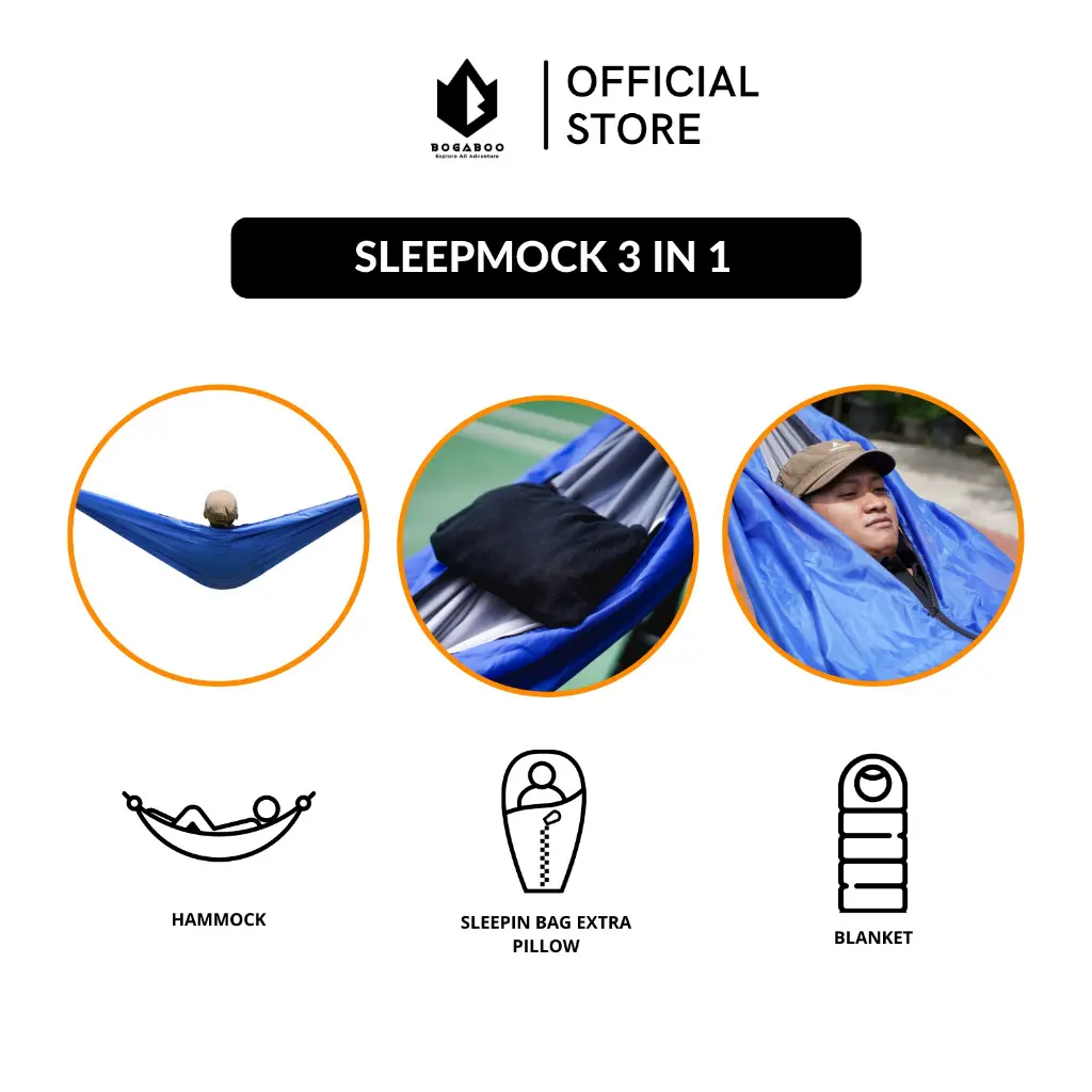Sleepmock - Hammock Sleeping Bag Size 270x150 cm - Ayunan Gantung Dewasa Besar COD - Hamock Murah Te
