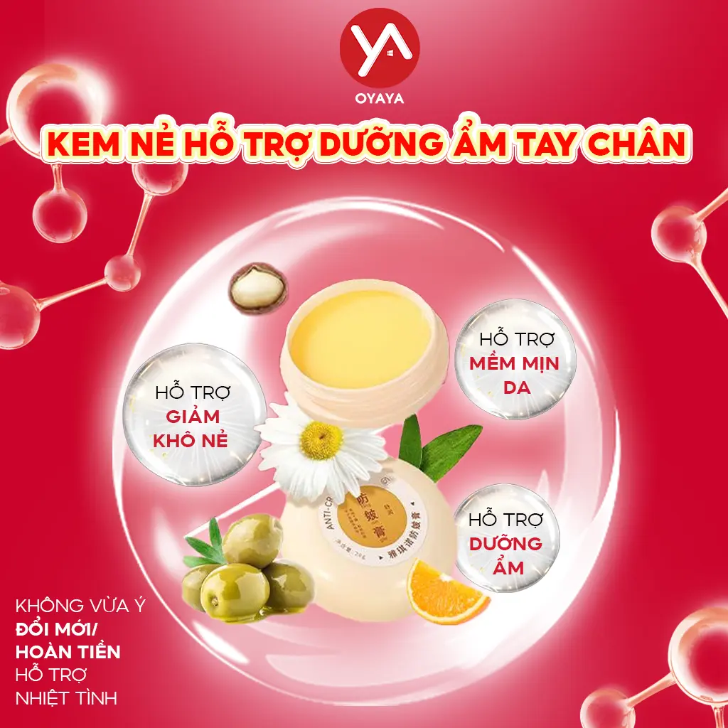 Kem dưỡng ẩm Oyaya hỗ trợ cải thiện dưỡng ẩm tay chân - Kem nắp vàng