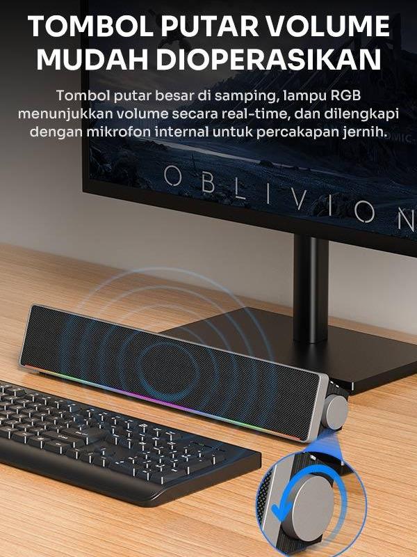 Robot RB680 Speaker Bluetooth RGB Lightshow Bluetooth Soundbar Speaker 10W Dual Channel Stereo 4 Speaker USB Micro SD Card Aux 3.5mm 2