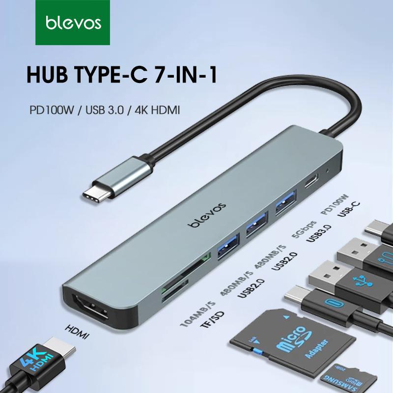 7 trong 1 Hub hia cổng USB 3.0 bộ chuyển đổi Hub chuyển đổi Type C to HDMI SD TF Hub cổng chuyển đổi macbook