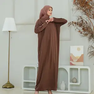 FX - Gamis Inara Dress Inara Button Lembut Nyaman Mewah Maxi Remaja Muslim Panjang Bahan Knit Lengan Panjang Round Neck Pola Sederhana Mudah Dirawat