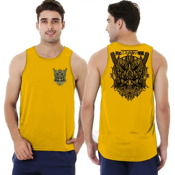 T-shirt Distro Baju SINGLET Distro Pria Keren / Kaos Distro Pria Singlet sablon Mask samurai / Baju Kaos Distro Murah 0