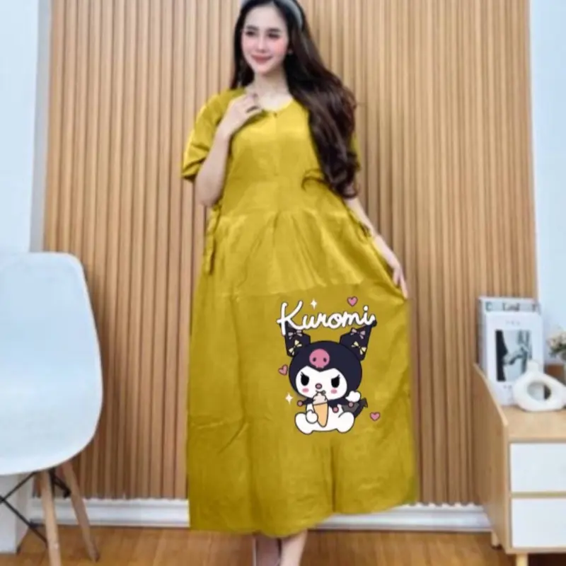 MG - Daster Rayon Karakter Labubu Kuromi Kekinian/Dress Gambar Karakter Labubu Kuromi Kekinian 4