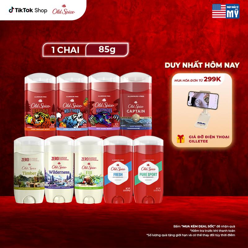 Sáp khử mùi và hỗ trợ giảm ngăn ố vàng áo Old Spice 85g - Mỹ (Sáp Xanh)