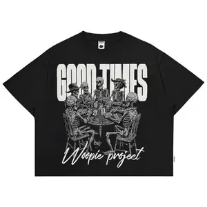 Woopie Project Kaos Boxy Crop Fit Oversized Pria Wanita Hitam Katun Combed 20s 200gsm Baju Vintage Skena Tshirt Distro Cowok